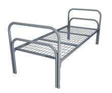 Металлическая кровать одноярусная КМС-1У, сетка 50х100мм, 190*80см, (2 перемычки + двойная ножка), 